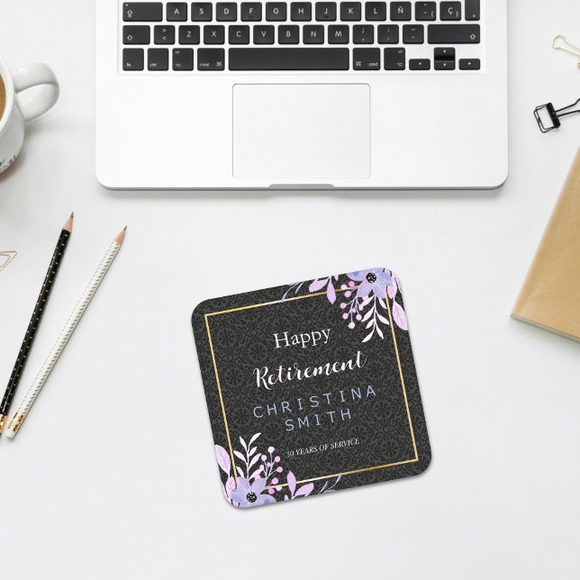 Modernes Party für Blumenpastell Rechteckiger Pappuntersetzer (Modern Floral Pastel Watercolor Retirement Party)