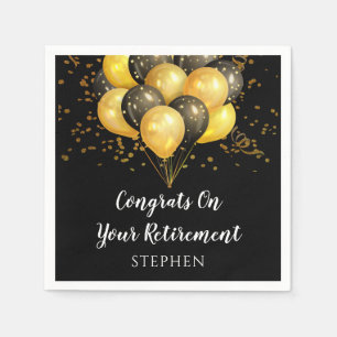 Modernes Party für das Ruhestand Gold Black Serviette