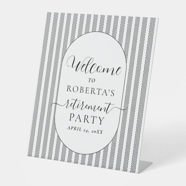 Modernes Party für die Altersvorsorge Begrüßungsze Sockelschild (Vorderseite)
