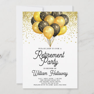 Modernes Party für die Altersvorsorge Gold Black B Einladung