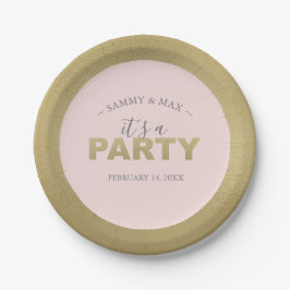 Modernes Party für Rosa und Gold Pappteller
