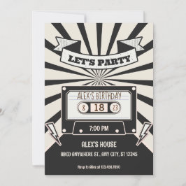 Modernes Party für Schwarz-Weiß-Retro-Musik Einladung