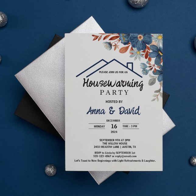 Modernes Party für Wasserfarben Einladung (Modern Watercolor Floral Housewarming Party invite open house party family friends neighborhood )