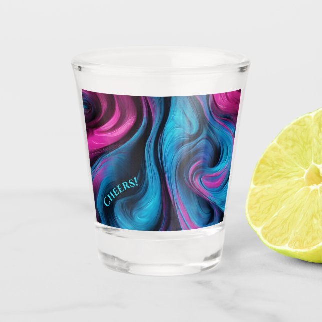 Modernes Party Glasses-Blau und Rosa- Schnapsglas (Vorderseite)