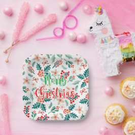 Modernes Party in Rot und Grün Pappteller