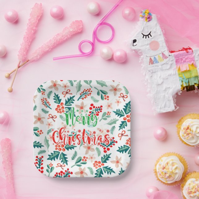 Modernes Party in Rot und Grün Pappteller (Party)