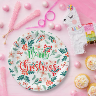 Modernes Party in Rot und Grün Pappteller