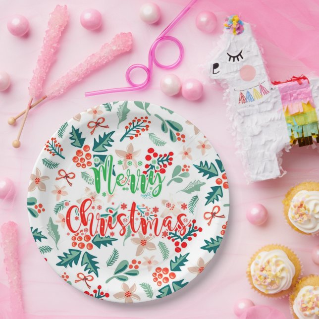 Modernes Party in Rot und Grün Pappteller (Party)