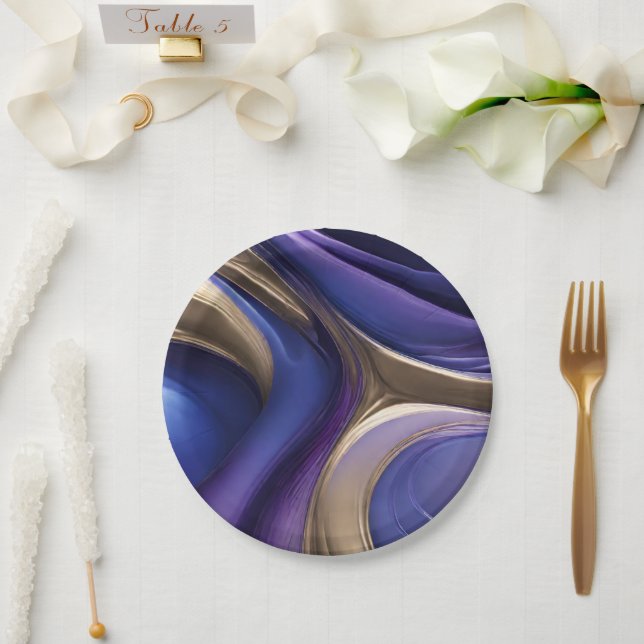 Modernes Party-Lieferprogramm - Blau Lila und Gold Pappteller (Hochzeit)