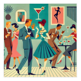 Modernes Party Mitte des Jahrhunderts Der Martini- Acryl Wandkunst