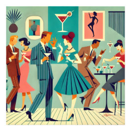 Modernes Party Mitte des Jahrhunderts Der Martini- Fotodruck