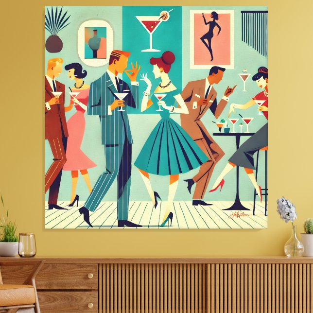 Modernes Party Mitte des Jahrhunderts Der Martini- Leinwanddruck (Insitu (Wohnzimmer))