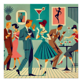 Modernes Party Mitte des Jahrhunderts Der Martini- Poster
