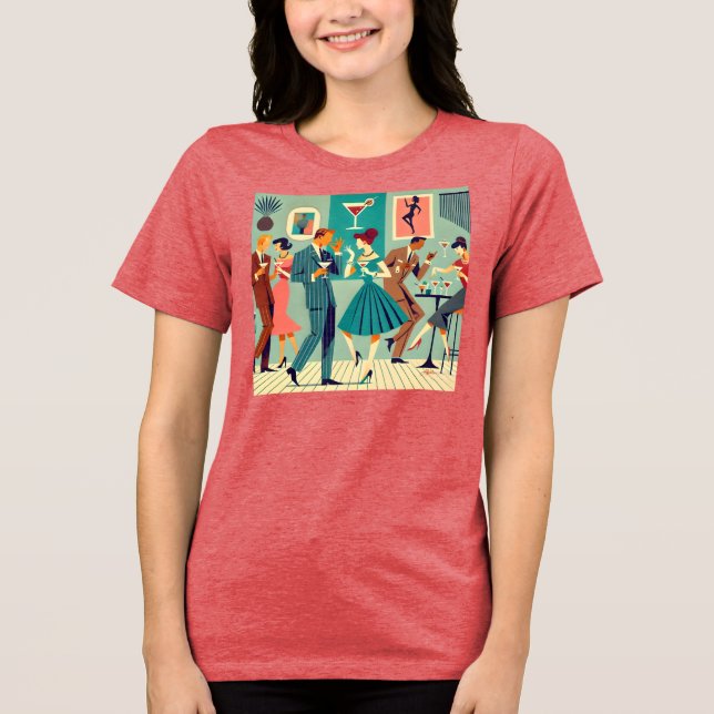Modernes Party Mitte des Jahrhunderts Der Martini- Tri-Blend Shirt (Vorderseite)