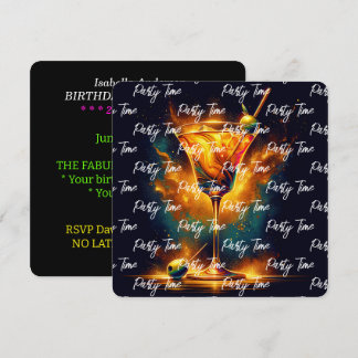 Modernes Party Time Neon Personalisiert Einladung