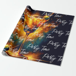 Modernes Party Time Neon Personalisiert Geschenkpapier