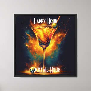 Modernes Party Time Neon Personalisiert Leinwanddruck