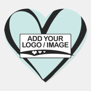Modernes Pastel Blue Calligraphy Heart Box Siegel Herz-Aufkleber