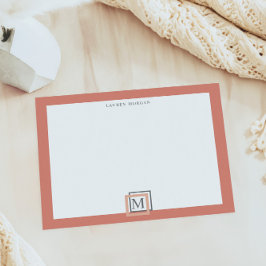 Modernes Pastel Coral Monogram Personalisiert Note Notizblock