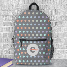Modernes Pastel farbiges Polka Dot Muster auf Grau Bedruckter Rucksack