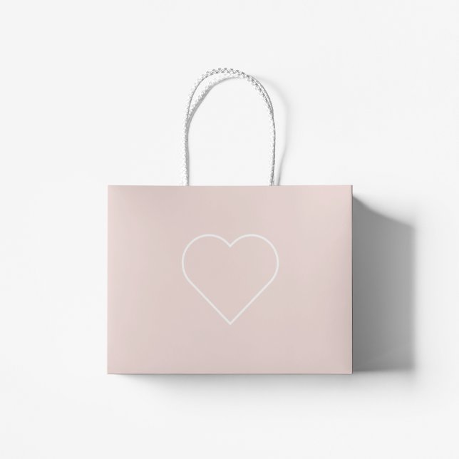 Modernes Pastel Pink & Minimalistisches Herz Große Geschenktüte (Von Creator hochgeladen)