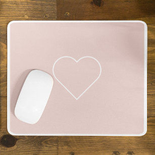 Modernes Pastel Pink & Minimalistisches Herz Mousepad