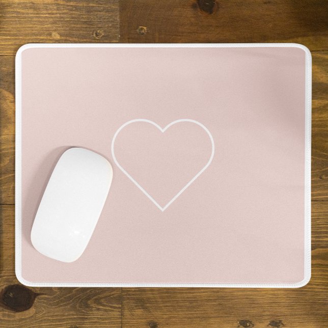 Modernes Pastel Pink & Minimalistisches Herz Mousepad (Von Creator hochgeladen)