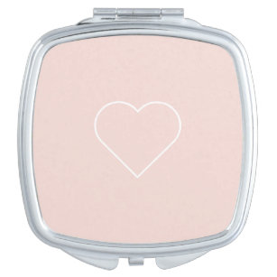 Modernes Pastel Pink & Minimalistisches Herz Taschenspiegel