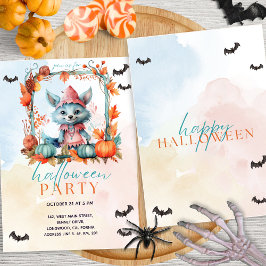Modernes Pastel Pumpkin Patch Fox Halloween-Party Einladung