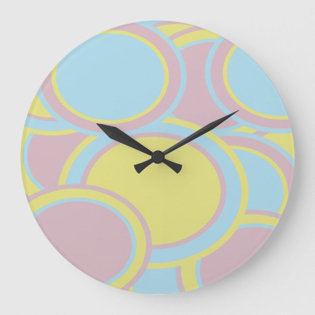 Modernes, pastelfarbenes Abstraktes Bild Große Wanduhr (Vorderseite)