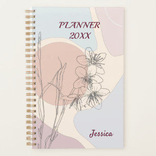 Modernes Pastell Abstrakt Form Blume Monogramm Planer