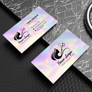 Modernes Pastell-Holografisches Logo für Hairstyli Visitenkarte