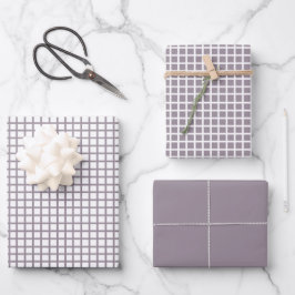 Modernes Pastell Lila und Weiß Gingham Geschenkpapier Set