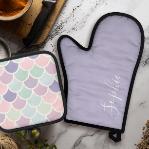 Modernes Pastell Lovely Meerjungtier Muster Ofenhandschuh & Topflappen-Set