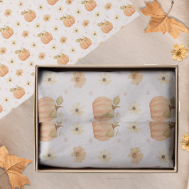 Modernes Pastell Orange Pumpkin Floral Fall Patter Seidenpapier