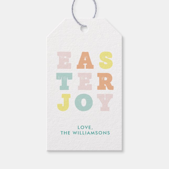 Modernes Pastell Typografisches Ostern Geschenkanhänger (Vorderseite)