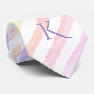 Modernes, pastellfarbenes Muster-Monogramm Krawatte