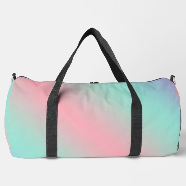 Modernes, pastellfarbenes Pink-lila Gefälle Duffle Bag (Vorderseite)