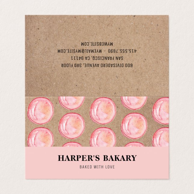 Modernes, pastellfarbenes, rosa Macarons Beruflich Visitenkarten (Außenseite Aufgefaltet)