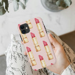 Modernes, pastellfarbenes rosa und rotes Lipstick- Case-Mate iPhone Hülle<br><div class="desc">Modernes,  pastellfarbenes rosa und rotes Lipstick-Muster Girl</div>
