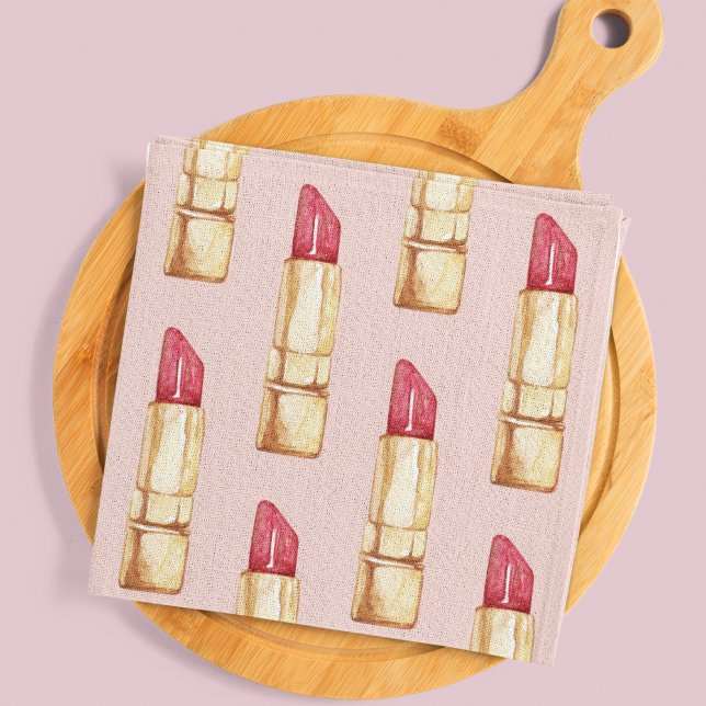 Modernes, pastellfarbenes rosa und rotes Lipstick- Geschirrtuch (Von Creator hochgeladen)