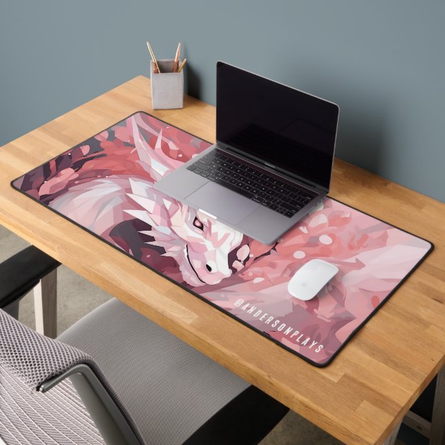 Modernes, pastellrosa Drachenspiel Schreibtischunterlage (Büro 2)