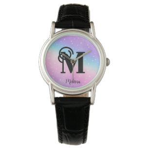 Modernes Pastellrosa Lila Armbanduhr