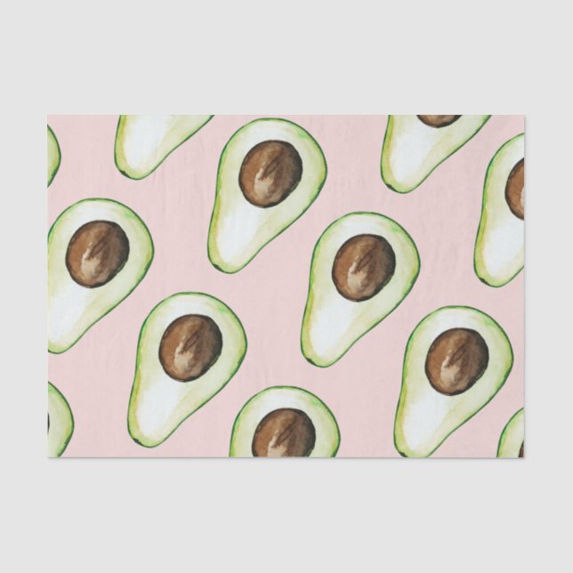 Modernes pastellrosa und grünes Avocado-Muster Seidenpapier (Vorderseite)