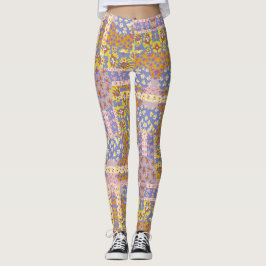 Modernes Patchwork Daisy Blume auf Periwinkle Leggings