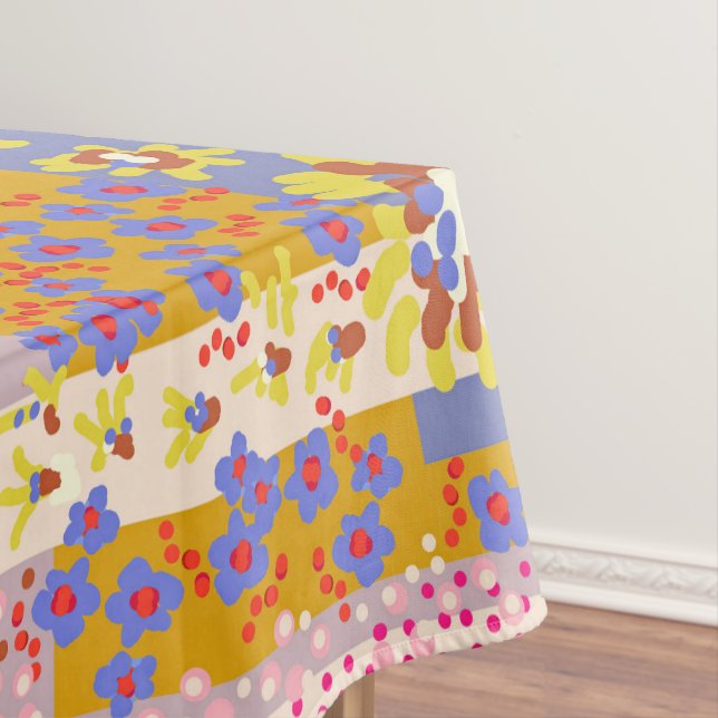 Modernes Patchwork Daisy Blume auf Periwinkle Tischdecke (Beispiel)