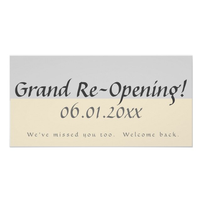 Modernes Peach Gray Grand Wiedereröffnung Business Poster (Vorderseite)