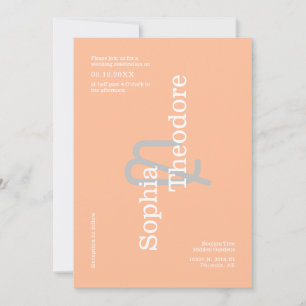 Modernes Peach Minimalistisch Wedding QR Code Foto Einladung