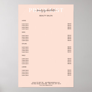 Modernes Peach Price List Poster