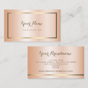 Modernes Peach Shimmering Gold Frame Dekorativ Visitenkarte
